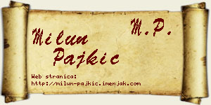 Milun Pajkić vizit kartica